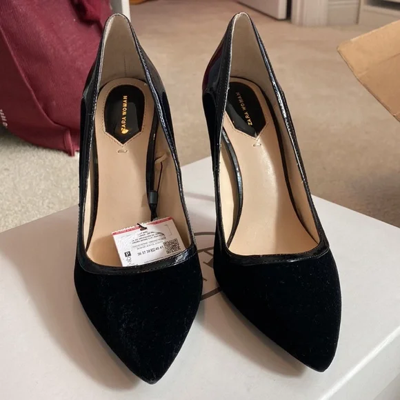NWT ZARA VELVET Leather STILETTO VAMP HIGH HEELS SANDALS PUMPS 39
